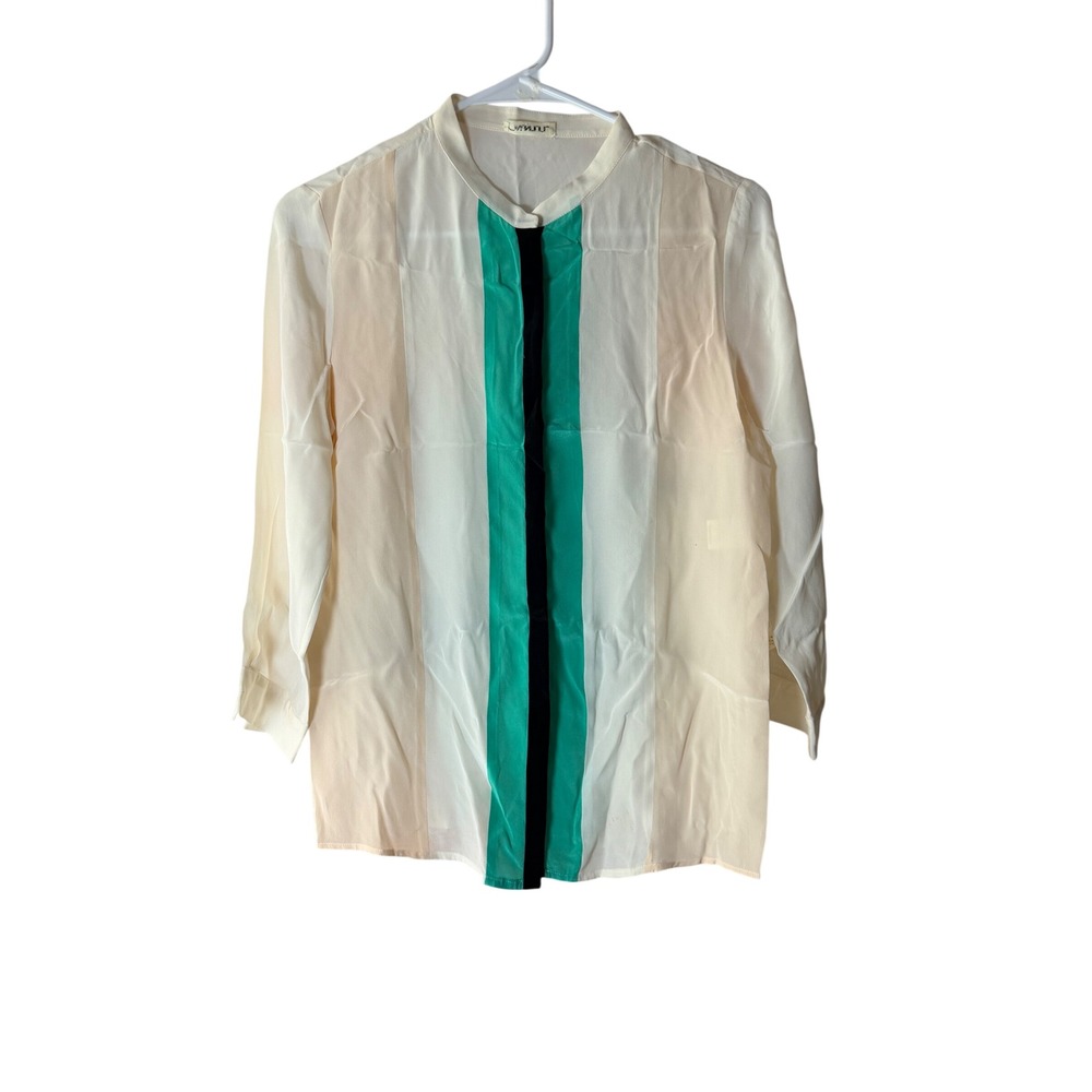 Masscob Silk Colorblock Button Up Blouse Size S
